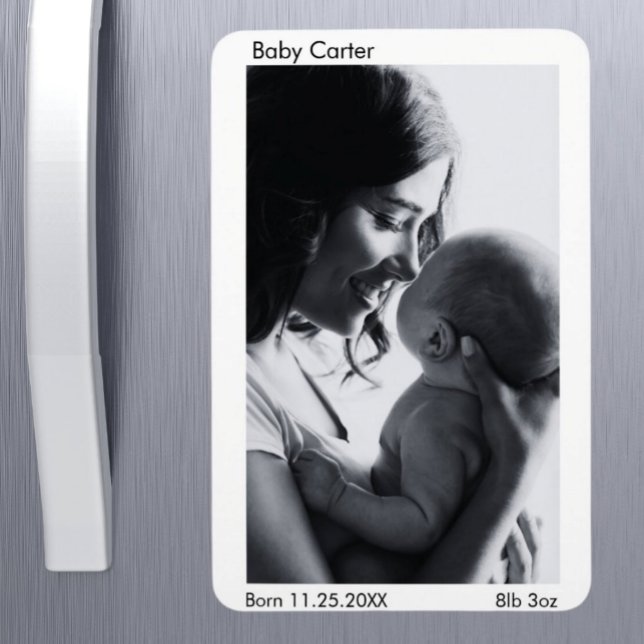 Anuncio de embarazo - Imán fotográfico Personaliza (Pregnancy Birth Announcement - Custom Photo Fridge Magnet)