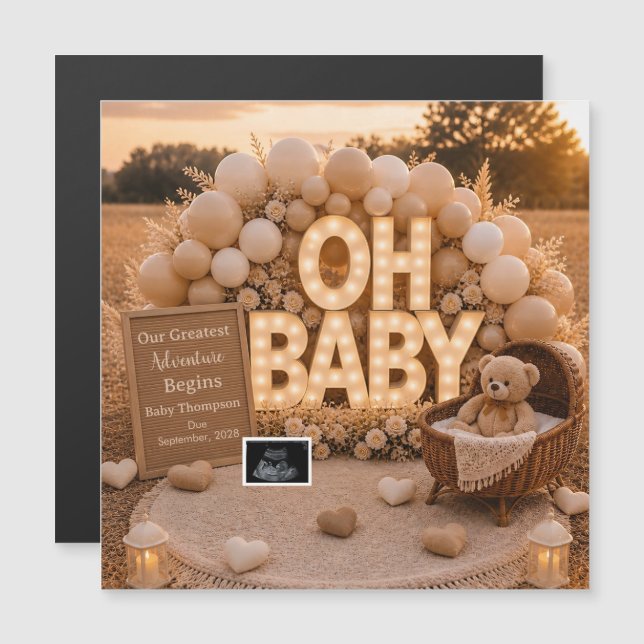 Anuncio de embarazo Oh Baby Neutral recuerdo  (Anverso/Reverso)