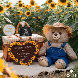Anuncio de embarazo osito de girasol revelación de