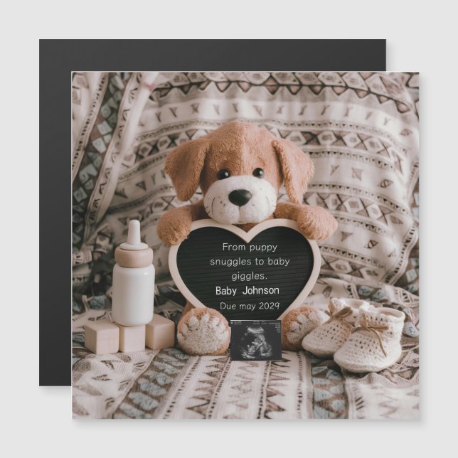 Anuncio de embarazo para amantes de perros cachorr (Anverso/Reverso)