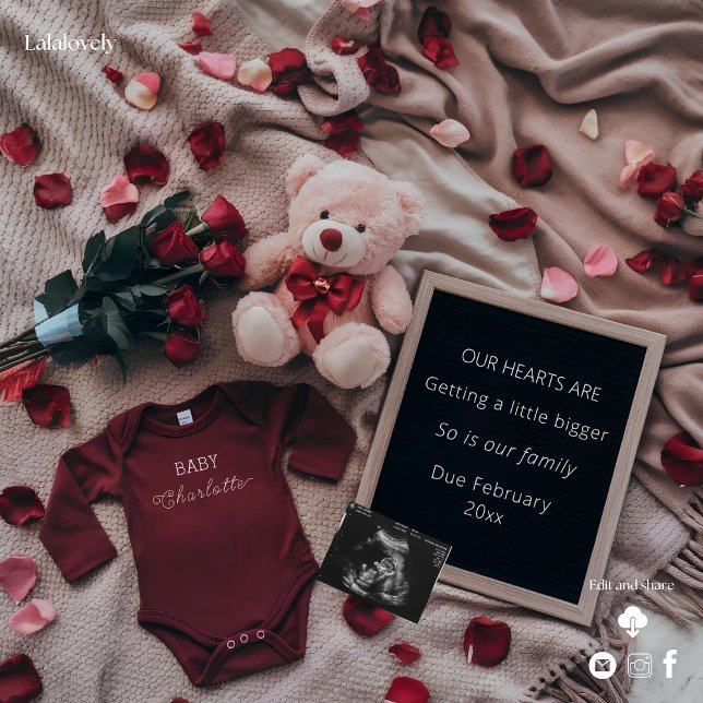 Anuncio de Embarazo Romántico con Rosas y Osito de (Subido por el creador)