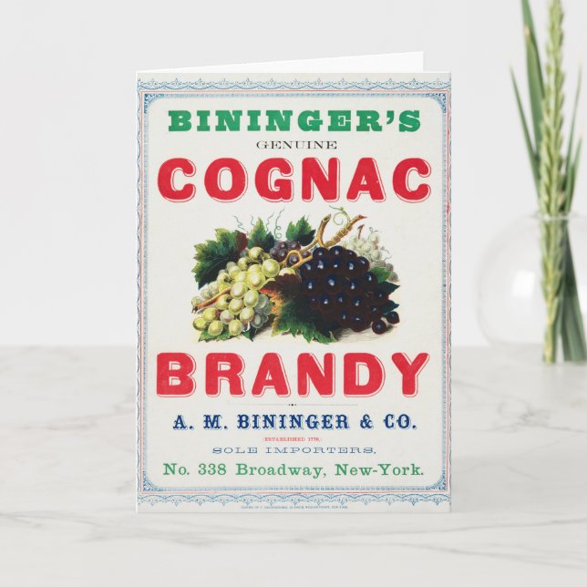 Anuncio de época para Cognac Brandy de Bininger. (Anverso)