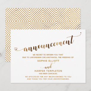 Anuncio de escritura de corazón de oro de boda can