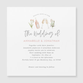 anuncio de escritura moderna de champán floral de 