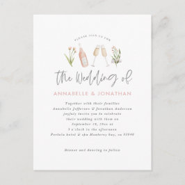 anuncio de escritura moderna de champán floral de 