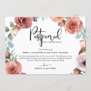 Anuncio de evento pospuesto, tarjeta Blush Peach