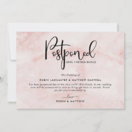 Anuncio de evento pospuesto, tarjeta de mármol ros