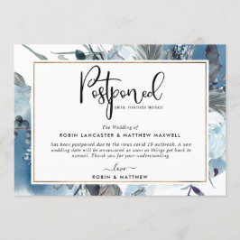 Anuncio de evento pospuesto Tarjeta floral azul