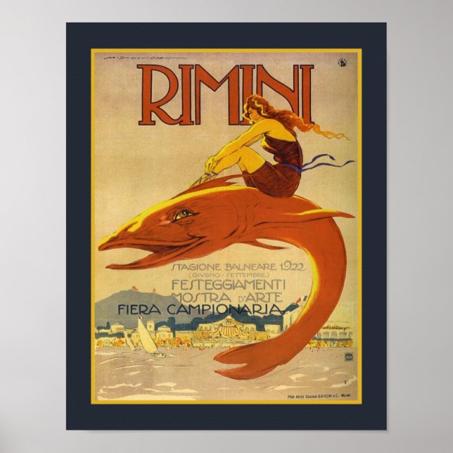 Anuncio de exposición de arte Art Decó Rímini de 1 (Frente)
