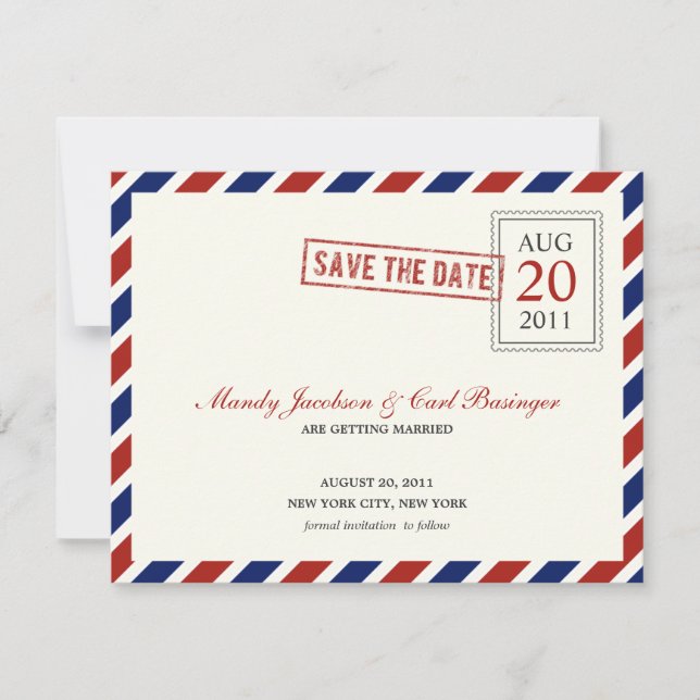 Anuncio de fecha de Air Mail Save The Date (Anverso)
