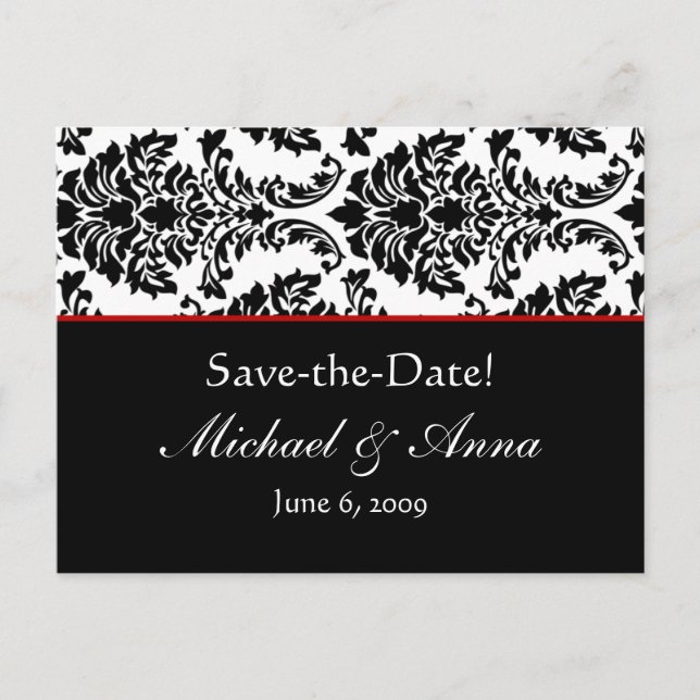 Anuncio de fecha de Barroco Personalizado Negro y  (Anverso)