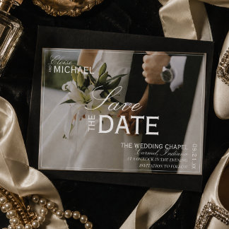 Anuncio de Fecha de Boda Clásico en Negro Editoria