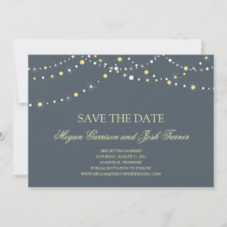 Anuncio de fecha de boda con luces de cadena