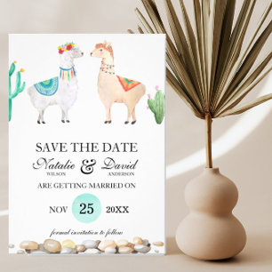Anuncio de fecha de boda de pareja de llamas