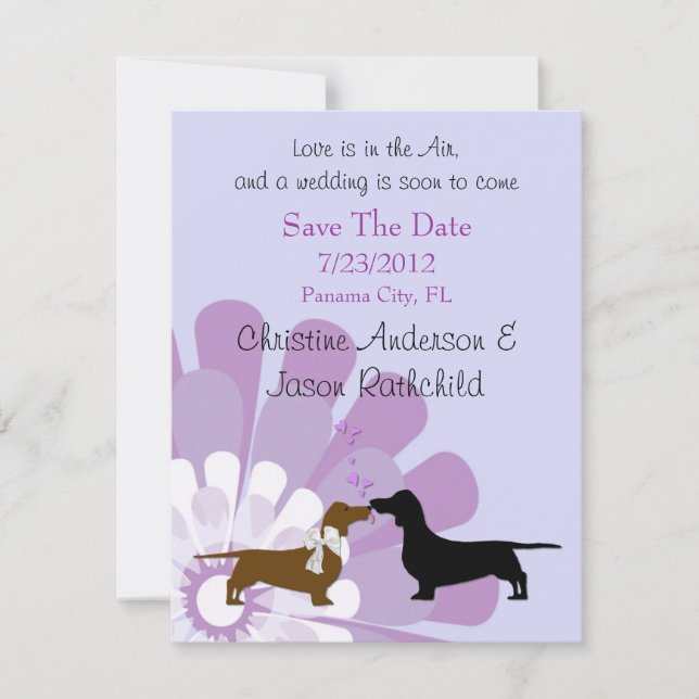 Anuncio de fecha de bodas con amor de Dachshund (Anverso)