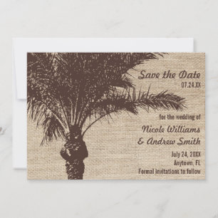 Anuncio de fecha de bodas de árbol de palma de arp