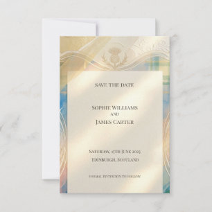 Anuncio de Fecha de Bodas de Tartán de Cardo Escoc