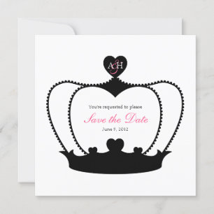 Anuncio de fecha de bodas en blanco y negro con mo