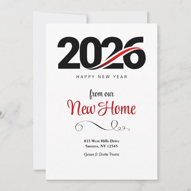 Anuncio de Feliz Año Nuevo 2026 y Nueva Casa/ (Anverso)