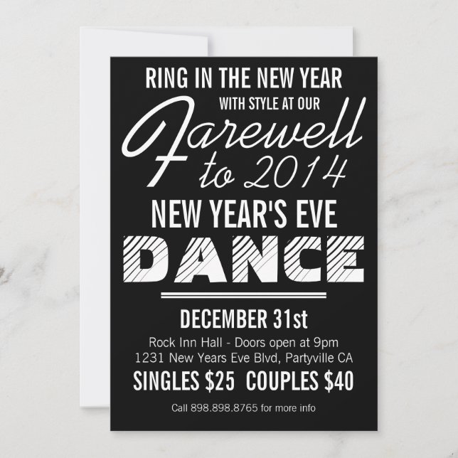 Anuncio de Fiesta de Año Nuevo al estilo retro (Anverso)