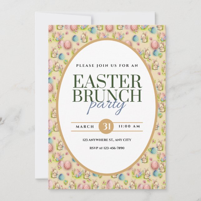 Anuncio de fiesta de brunch de Pascua elegante (Anverso)
