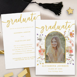 Anuncio de Fiesta de Graduación con Fotos Florales