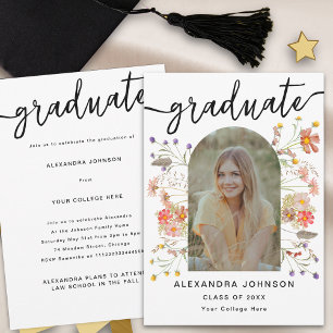 Anuncio de Fiesta de Graduación con Fotos Florales