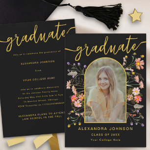 Anuncio de Fiesta de Graduación con Fotos Florales