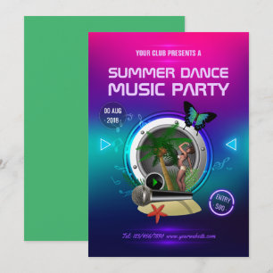 Anuncio de fiesta de música de baile de verano del