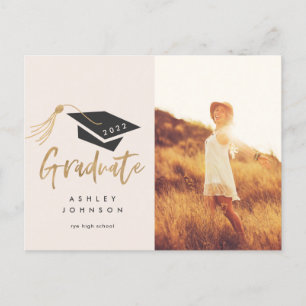 Anuncio de Foto con Hoja de Oro de Gorro de Gradua