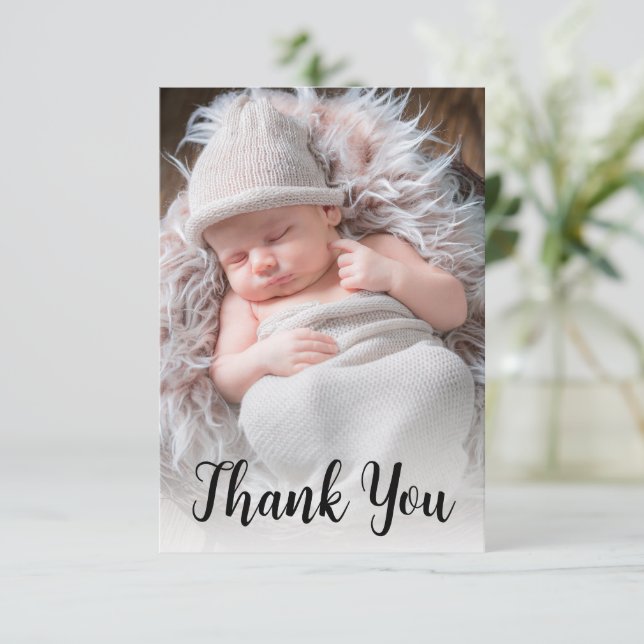 Anuncio de foto de bebé con letra manuscrita (Anverso de pie)