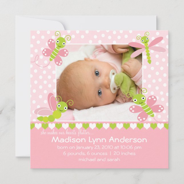 Anuncio de foto de bebé niña con palpitaciones del (Anverso)