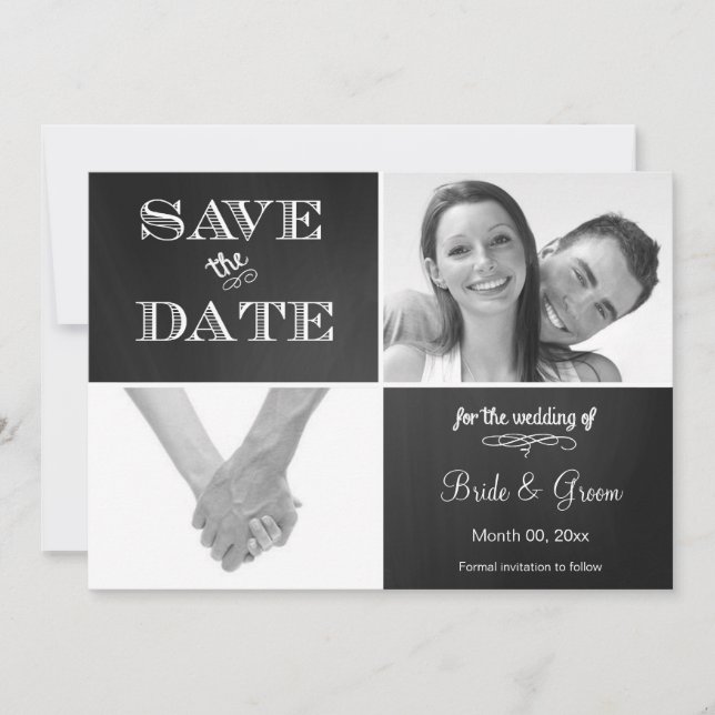 Anuncio de Foto de Chalkboard Save the Date (Anverso)