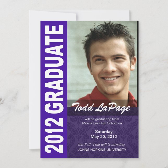 Anuncio de foto de graduación 2012 audaz y moderno (Anverso)