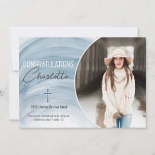 Anuncio de Foto de Graduación Cristiana Azul