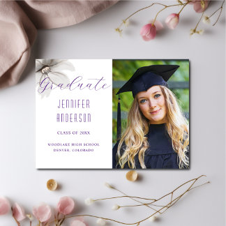 Anuncio de Foto de Graduación de Flores Elegantes