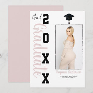 Anuncio de foto de graduación de moda rosa y negro