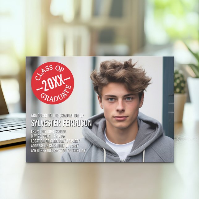 Anuncio de foto de graduación de posgrado - Chevro (Modern Graduation Announcement and Party Invitation)