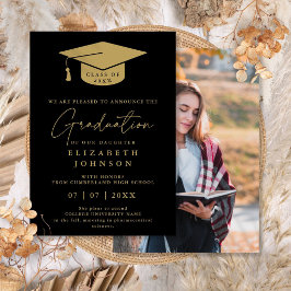 Anuncio de Foto de Graduación en Negro y Dorado