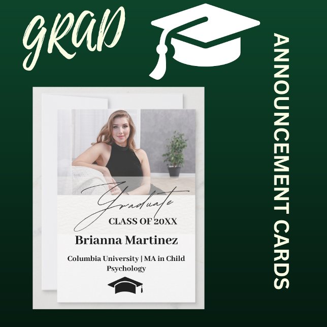 Anuncio de foto de graduado de guión moderno simpl (CLASS OF 20XX GRADUATION ANNOUNCEMENT CARDS)