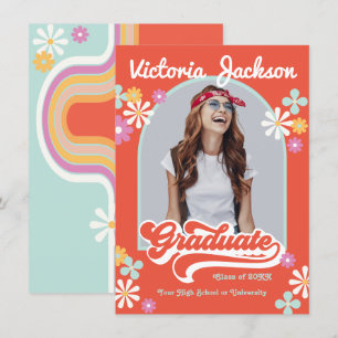 Anuncio de foto de graduado hippie retro