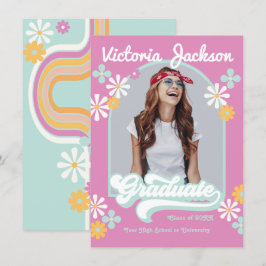 Anuncio de foto de graduado hippie retro