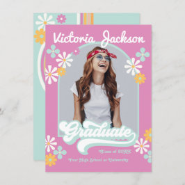 Anuncio de foto de graduado retro hippie