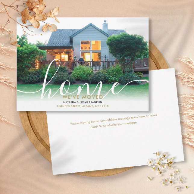 Anuncio de foto de nueva casa con letra cursiva el (Elegant Script Script New Home Photo Announcement)