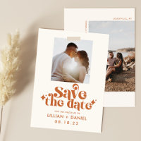 Anuncio de Foto Naranja Retro de Guardar la Fecha