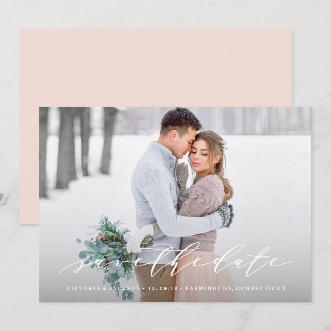 Anuncio de fotografía de compromiso con caligrafía (Anverso / Reverso)