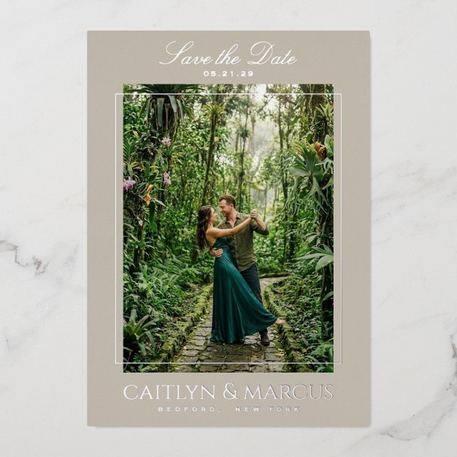Anuncio de Frame Foil Pressed Save the Date (Anverso)