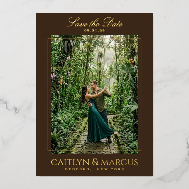 Anuncio de Frame Foil Pressed Save the Date (Anverso)