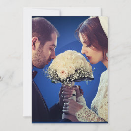 Anuncio de fuga de novios con foto glamurosa en az