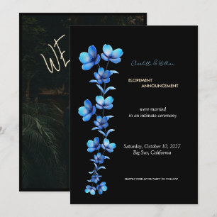 Anuncio de fuga floral negro y azul temperamental